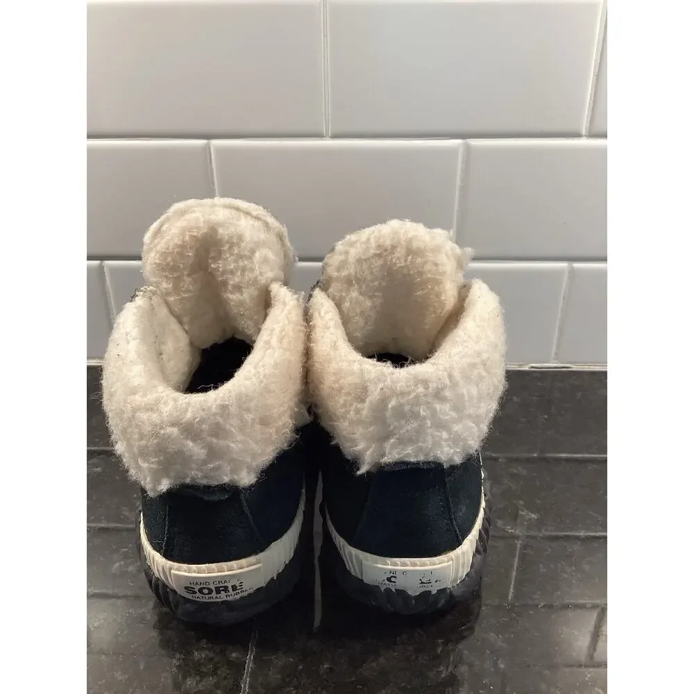 Sorel Kids Out 'N About Conquest Waterproof Boots with‎ Faux Fur Trim Black SZ 1